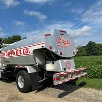 Tim Capps Oil Co. off-road fuel delivery truck rear view